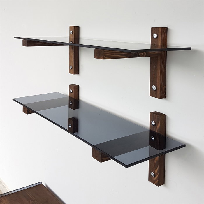 Hanah Home Estantería de pared R202, Nogal y Fume Hanah Home Estantería de pared R202, Nogal y Fume